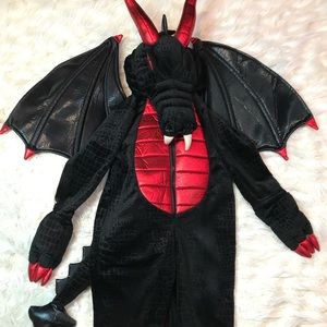 Halloween Kids Costume Dragon black and red with wings, fabric size 3T